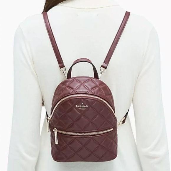 NWT Kate Spade Natalia Mini Convertible Cherrywood quilted leather cherry red - Picture 2 of 7